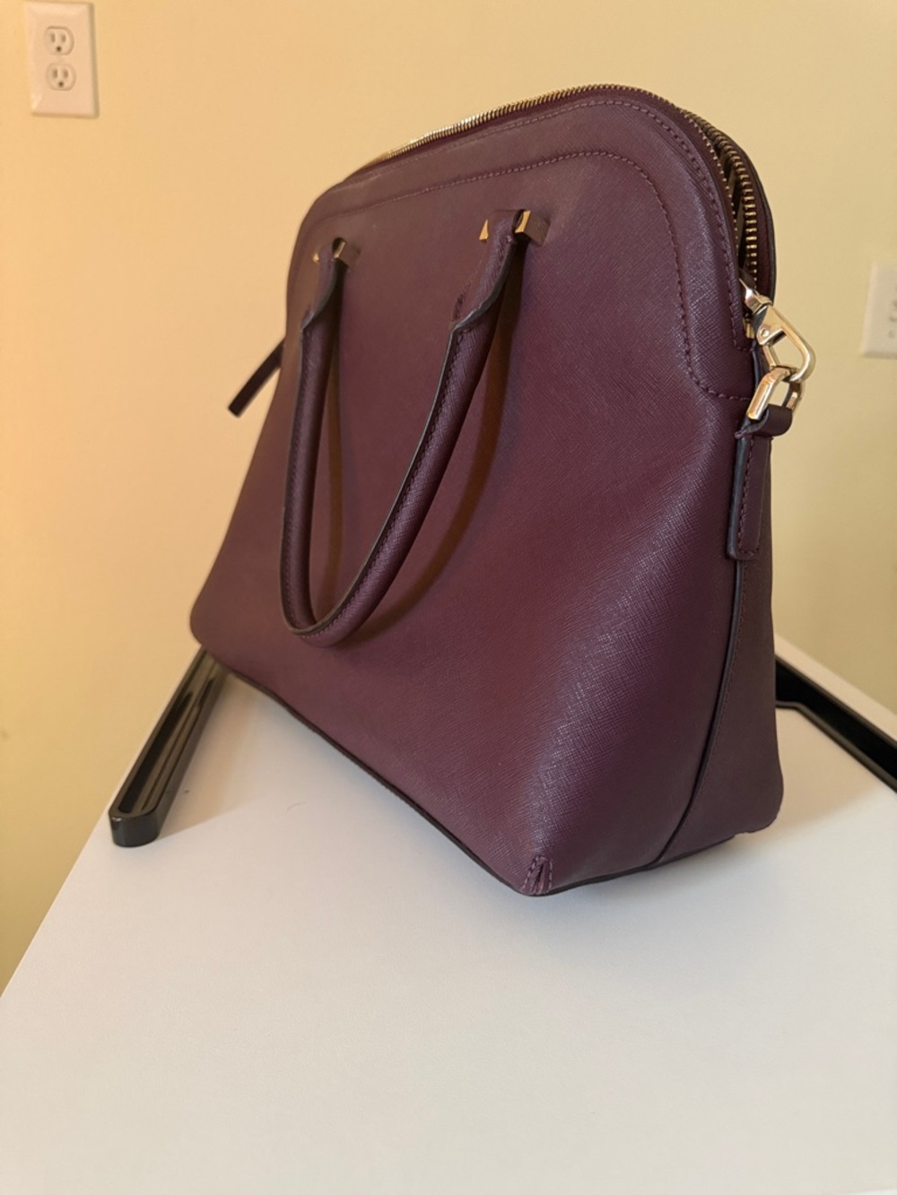 kate spade plum dome satchel with gold-tone hardware - Picture 2 of 6